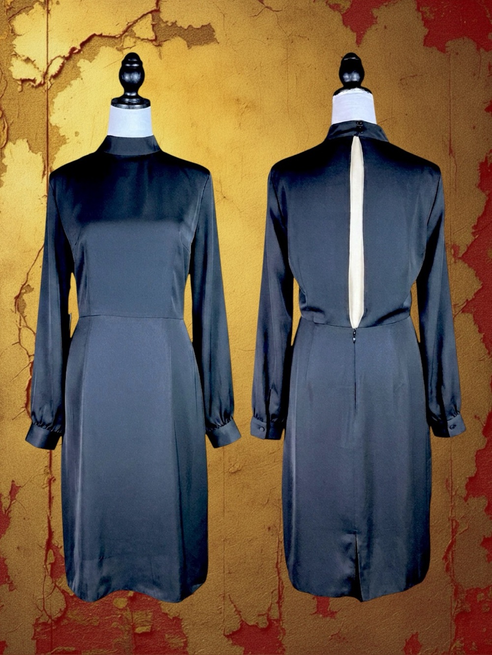 ModCloth NWT Classic Retro Corporate Goth Minimalist Open Back Formal Dress M